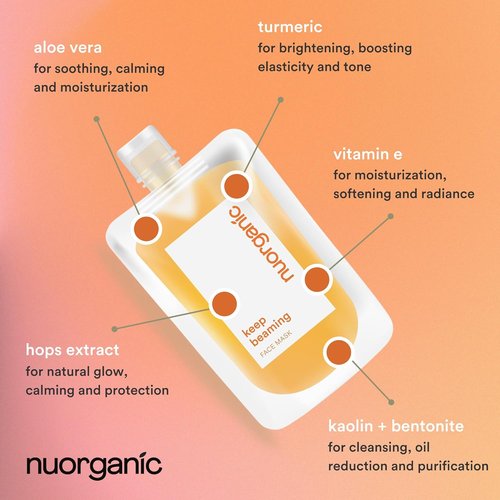 Nuorganic Turmeric Face Mask - Soothing & Acne Clearing Formula | Airtight Tube for Freshness Up to 12 Months
