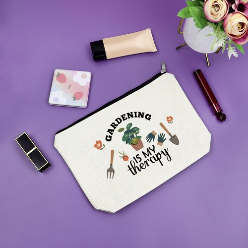 Sazuwu Gardening Gifts for Women Unique Makeup Bag Mom Birthday Gifts Gardener Cosmetic Bag Gardening Is My Therapy Funny Plant Lady Gifts Nature Lovers Gift Ideas Mothers Day Christmas Gifts