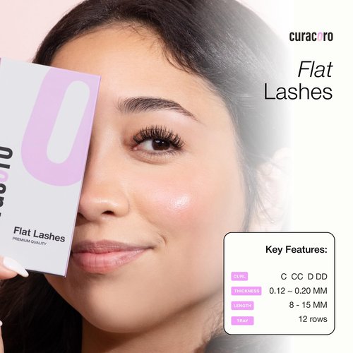 Curacoro Eclipse Flat Eyelashes Extension Mixed 8-15mm 0.18-CC Curl, Light Lashes Extension Suppplies, Individual Eyelashes Salon Use, Black Mink False Lashes
