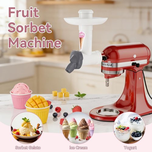 OTOmitra Ice Cream Maker Attachment - Dairy-Free Frozen Dessert Machine for KitchenAid Mixer | Dishwasher Safe