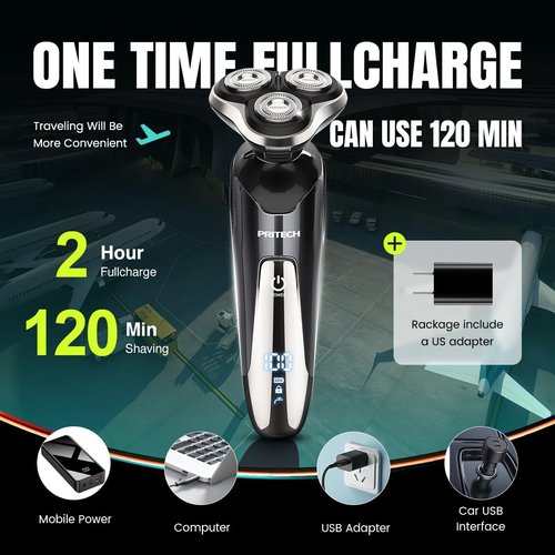 Skiennix Electric Razor for Men - Rechargeable Waterproof Cordless Shaver for Wet & Dry Use