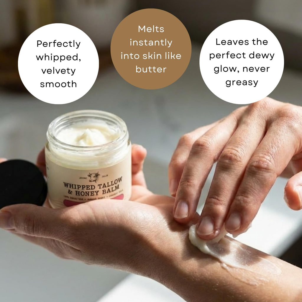 Whipped Grass-Fed Tallow Balm & Manuka Honey For Skin Face Body - Organic Jojoba & All-Natural Moisturizing Cream for Nourished, Soft Skin - Handmade All-Natural Moisturizer (2 Oz, Lavender Honey)