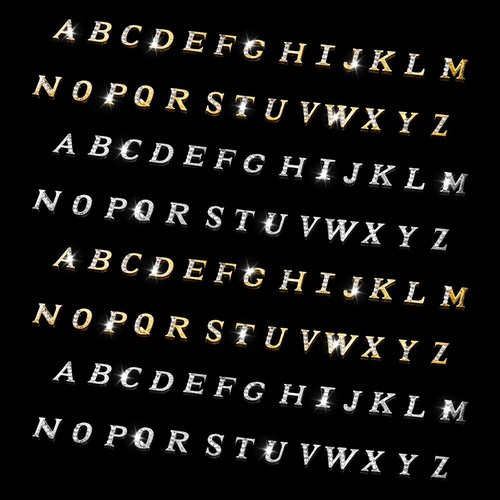 104 Pcs Rhinestone Letters Nail Studs Nail Charms, Letters Nail Rhinestones Decoration Alphabet 3D Nail Charms, Silver Gold Nail Jewels Nail Charms Y2K, Nail Accessories for Nail Art Manicure Supplies