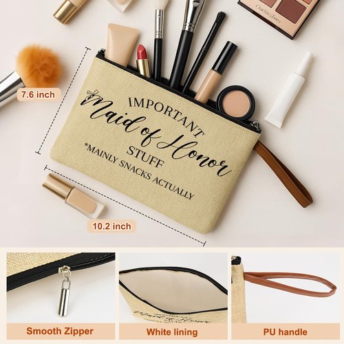 NBIAN Luxury Wedding Emergency Kit: I Do Crew Makeup Bag with Waterproof Compartments, Bridesmaid Rescue Pouch for Makeup & Dress Repair