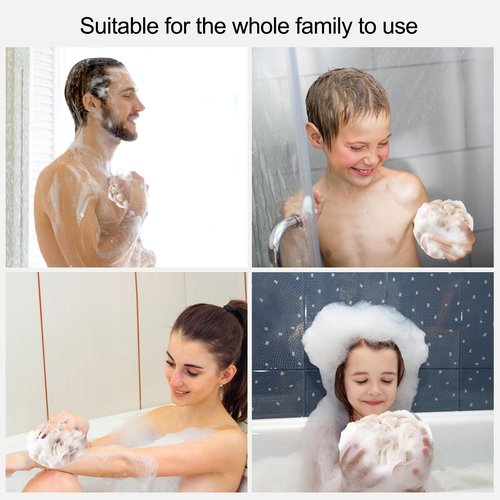 Fishent Loofahs Bath Sponge, 4 Pack 70g Soft Mesh Pouf Shower Puffs Loofa Exfoliating Body Scrubber Ball for Men and Women