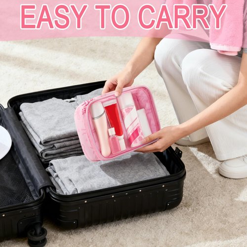 URSKYTOUS Clear Bow Makeup Bag for Women Preppy Pink Bow Cosmetic Bag with Zipper Cute Small Pencil Pouch Portable PVC Makeup Pouch for Purse Waterproof Toiletry Bags Cosmetics Storage Organizer