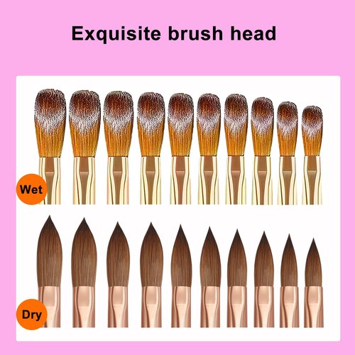 MUSILAN Nail Art Brushes Set,10pcs Nail Art Tool Set Nail Art Design Pen Painting Tools Fingernail Brush Nail Cleaning Brush for Acrylic Application Acrylic Powder 3D Nail Carving Nail Art Brushes Set