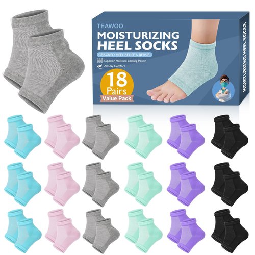 TEAWOO Moisturizing Toeless Socks for Cracked Heels - Heel Repair, Hydrate Dry Feet