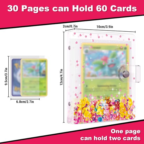 Skiennix Transparent Pink Card Binder - Cute Trading Card Holder for Kids | Holds 60 Cards, Ideal Gift for Ages 3-10