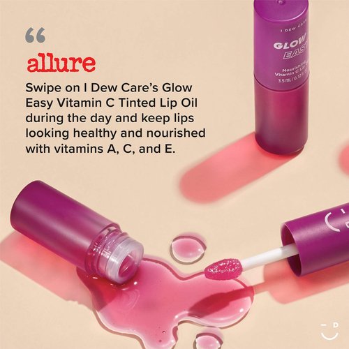 I DEW CARE Say You Dew Brightening Vitamin C Cream with Niacinamide + Glow Easy Vitamin C Tinted Lip Oil Gloss with Jojoba Seed Oil Bundle