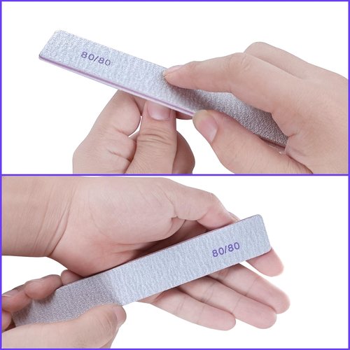 80/80 Grit Nail Files (50 Pack), Heavy Coarse Emery Boards for Acrylic Nails and Gel Nails, 80 Grits Double Sided Nail File Emory Professional Nail Filer Reusable Washable Manicure Square Gray