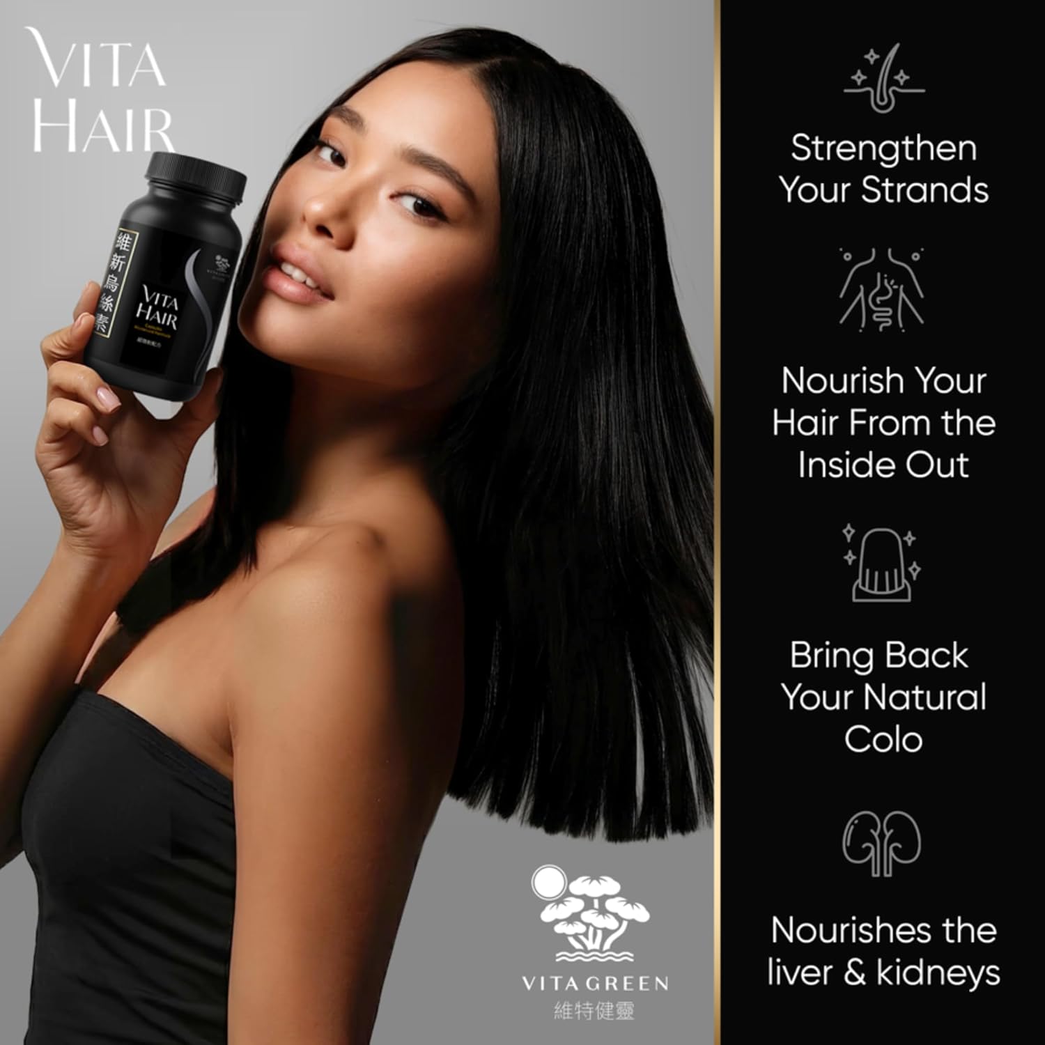 Vita Hair Growth Supplement - Micronized Formula for Healthier Hair - 100% Natural, 300 Capsules