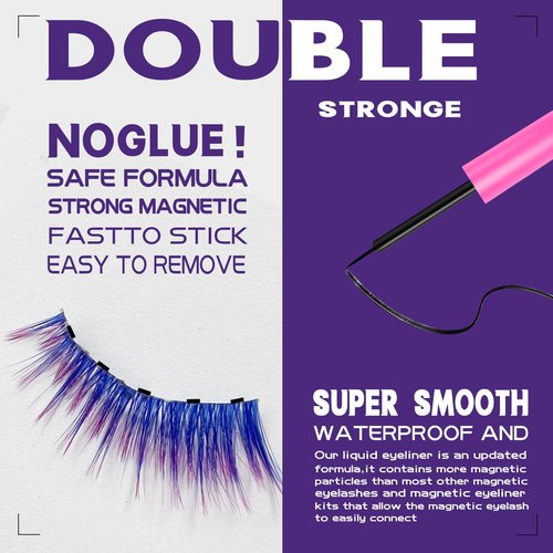 Color Magnetic Eyelashes Colored Magnetic Lashes – The Perfect Glam Pack: 10 Vivacious Styles, 4 Magnetic Eyeliners, Limitless Eye-catching Looks Magnificently, Cruelty-Free & Vegan