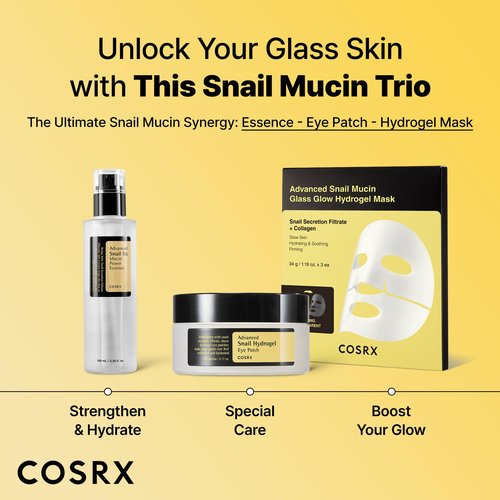 COSRX Advanced Snail Hydrogel Eye Patch (60pc), Gel Serum Mask, Puffy Under Eye Treament, Fine Lines, Refresh, Hydrate, Korean Skin Care