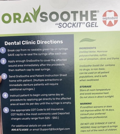 Orasoothe SOCKIT Gel 10g Tube with 1 Extra Spark Dental Co Applicator Tube