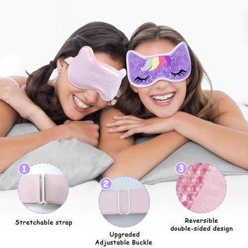 CONBELLA 2PCS Cooling Eye Mask Gel Eye Mask, Reusable Hot Cold Therapy Cold Eye Mask for Post Surgery, Puffiness, Dark Circles, Eye Bags, Dry Eyes