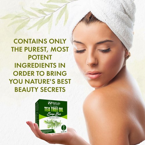 Tea Tree Oil Soap Bar for Face & Body – All Natural Remedy Skin Cleanser – Pure Essential Oil Infused Skincare Cleansing Soap for Dirt & Acne - Tea Tree Face & Body Wash Made in USA