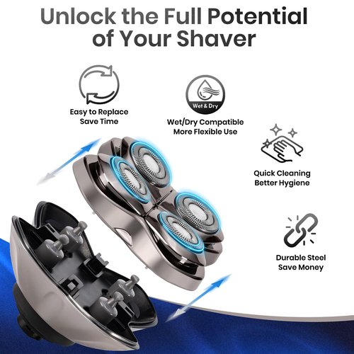2 Pack Pro 4 Shaver Replacement Heads for Pitbull Shaver Gold PRO, Silver PRO, Platinum PRO, Floating 4 Heads for a Fast, Close and Smooth Shave