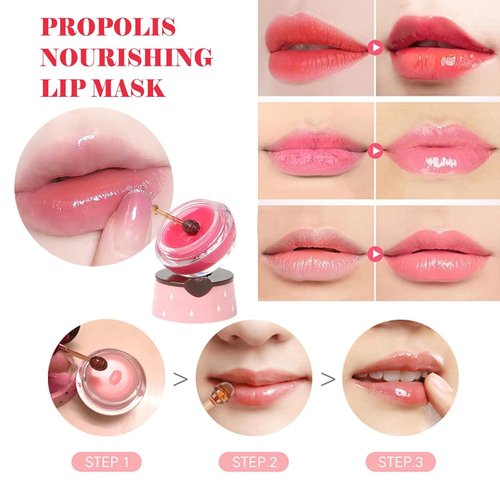 6 PCS Bee Lip Balm Honey Pot,Valentines Day Gifts,Birthday Gifts for Women Girls,Honey Lip Balm Lip Mask,Propolis Moisturizing Lip Sleeping Mask,Hydrating Prevention Dry and Cracked Lip