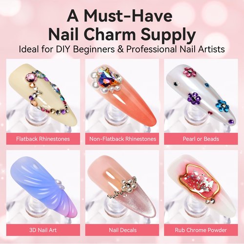 Makartt Nail Rhinestone Glue Set - Gel Nail Glue for Rhinestones, 3D Art Design Super Strong Adhesive for Charm Gems Jewel Crystal Beads Diamonds, 15ml & 8ml, Easy Use, Cured Need