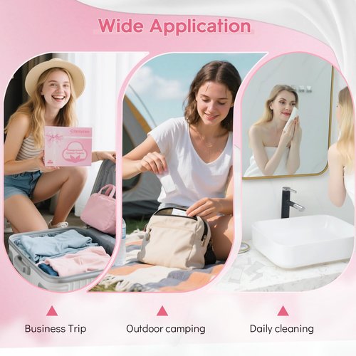 Classycoo XL Ticken Compressed Towel Tablets- 100% Cotton Disposable Face Towel, 30 PCS Individually Wrapped Portable, Travel Mini Soft Washcloth, Camping, Facial Makeup, Gift, Pink 12x10 Inches