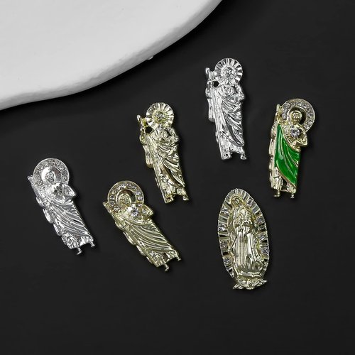 11PCS San Judas Nail Charm Virgin Mary Nail Charms San Judas Tadeo Charms for Acrylic Nails 3D Metal Alloy Nail Art Rhinestones for Women DIY Nails Decoration