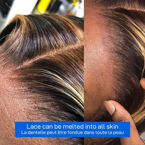 Puoonn Synthetic Lace Front Wigs for Black Women 13X4X1 Highlight Body Wave HD Transparent Lace Front Wigs with Pre Plucked Natrural Hairline and Baby Hair for Women