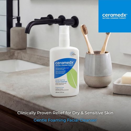 Ceramedx Gentle Foaming Facial Cleanser - Natural Ceramides for Dry, Sensitive Skin | 8 fl oz, Vegan & Cruelty-Free