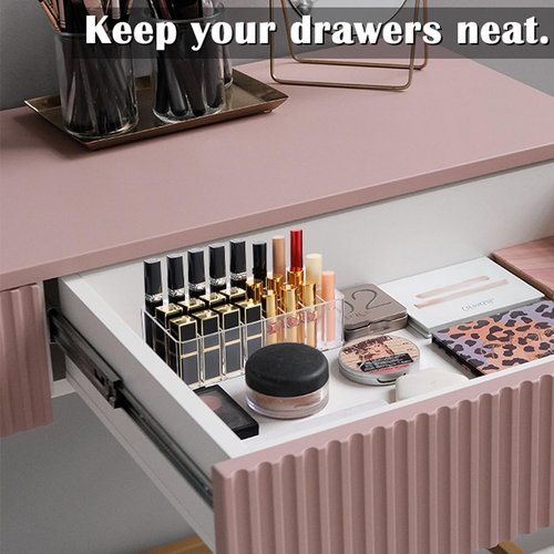 ELLDOO 2 Pack Rollerball Perfume Organizer, 24 Spaces Clear Acrylic Perfume Storage Holder Beauty Scent Holder, Makeup Lipgloss Lipstick Display Case