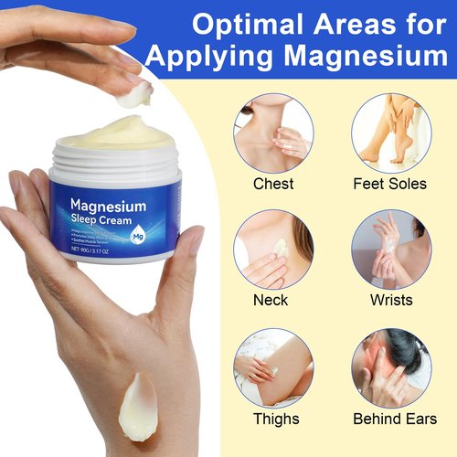 Magnesium Cream,Topical Magnesium Cream with Pure Zechstein Magnesium,Magnesium Lotion,Rich in Almond Oil, Lavender, Vitamin E,Topical Magnesium Oil for Feet, 3.17 OZ