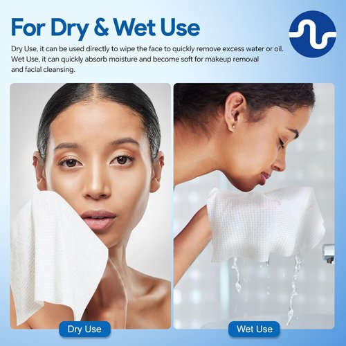 Ultra-Soft Disposable Face Towel - 50 Count/Box, 10" x 12", Biodegradable Towel, Superior for Face Towelette, Personal Hygiene (100 Count (2 Boxes))