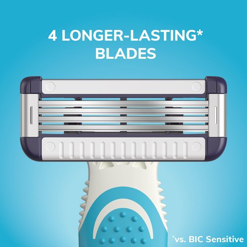 BIC EasyRinse Sensitive Anti-Clogging Men's Disposable Razors, Clinically Proven for Sensitive Skin, Shaving Razors With 4 Blades, 6 Count