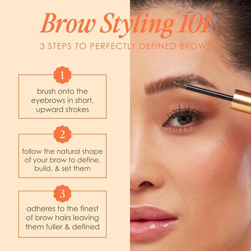 Grande Cosmetics GrandeBROW-FILL Volumizing Brow Gel - Tinted or Clear Eyebrow Mascara for Soft, Flexible Hold | Water-Resistant Formula