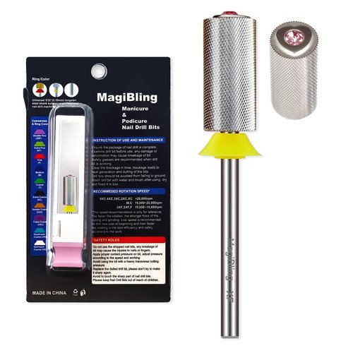 Heart Top Pink Crystal Nail Drill Bits for Efile, 3/32'' Safety 6.6mm Barrel Tungsten Carbide Professional Bits, Easy for Beginner, 2 Rotation Electric File Bit, Remove Gel fast, Silver, Extra Fine.