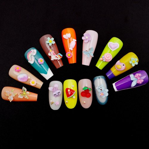 1 Pack of Cute & Sweet 3D Nail Charms for Acrylic Nails, Perfect for Nail Art Decorations & DIY Accessories Crafts，Flower Bee Bear Butterfly Charms for Nail