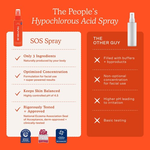 Tower 28 SOS Daily Rescue Facial Spray - Hypochlorous Acid Spray to Help Reduce Redness, Calm Irritation + Alleviate Flare-Ups - Purifying Face Toner Duo - Full + Travel Size Skin Care Spray (2 Count)