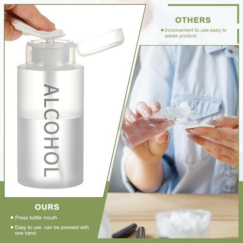 Layhit 3 Pcs 10 oz Alcohol Pump Dispenser Bottle Alcohol Push Down Liquid Dispenser Empty Pumping Bottle Refillable Cosmetic Container for Personal, Salon, Nail Care, Hospital Use (Gray)