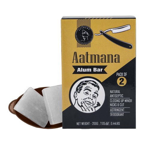 AATMANA Shaving Alum Bar 100g x 2 | Premium Quality Potassium Alum Bars, 3.53oz Each | Stops Bleeding Due to Minor Nicks & Cuts After Shaving | Natural Body Deodrant