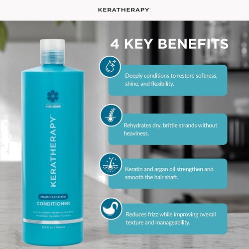 Keratherapy Moisture Conditioner - Hydrating 33.8 fl. oz. Formula with Collagen & Jojoba Oil for Dry Hair