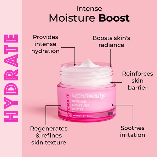 MCoBeauty - Hydrate Intense Moisture Boost - Rich Cream with Panthenol and Barrier Support - Daily Hydrating Moisturiser for Dehydrated Skin - Moisturizer Face Cream