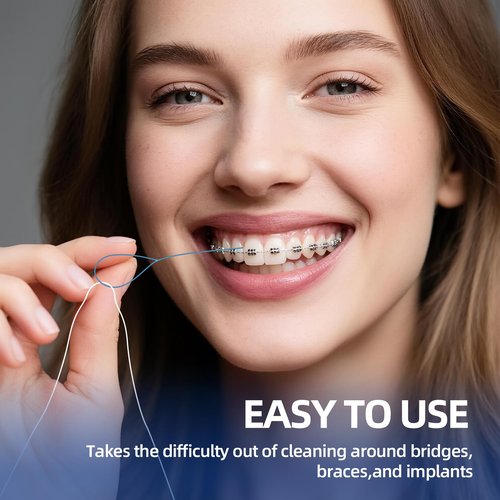 Houselog Floss Threaders | 560 Count Dental Floss Threaders for Braces,Bridges,and Implants with Portable Travel Case (Pack of 8)