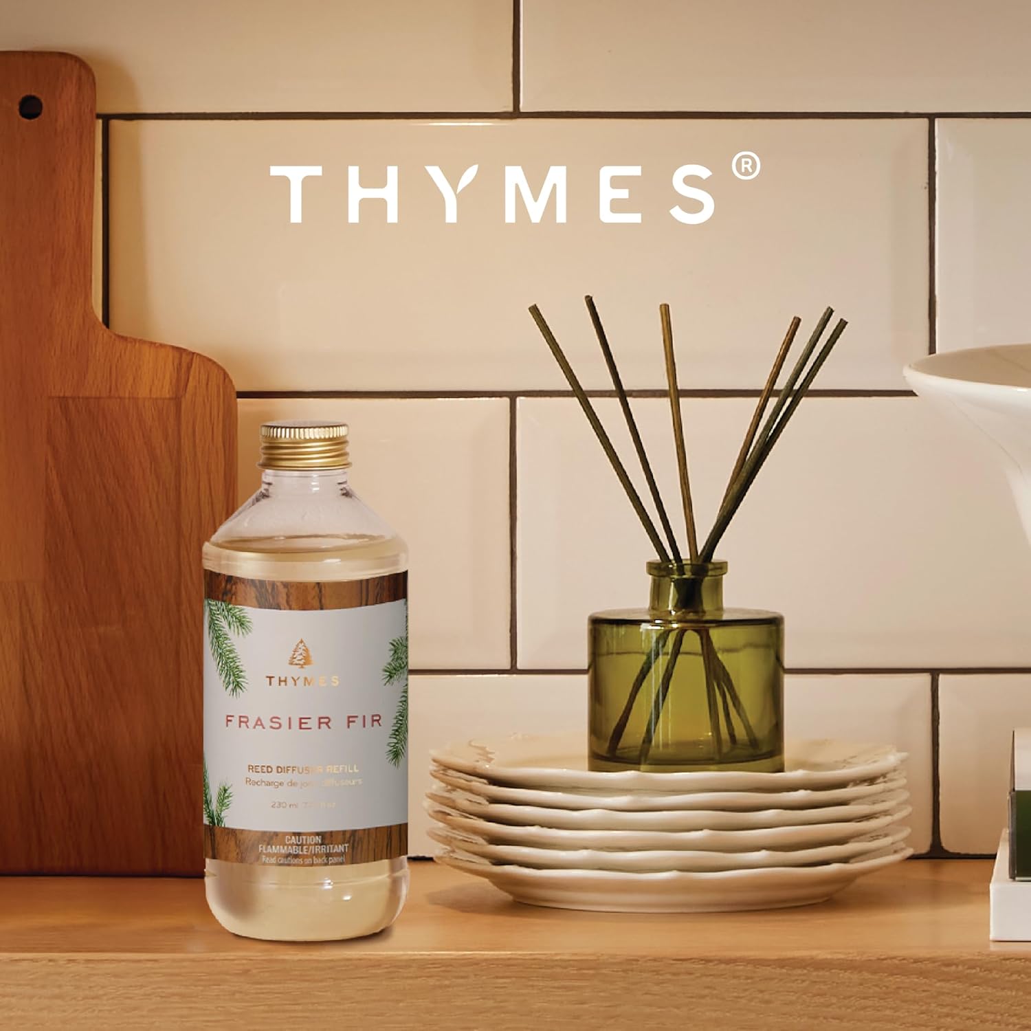 Thymes Reed Diffuser Oil Refill - Crisp Fir, Cedarwood & Sandalwood Home Fragrance | 7.75 fl oz