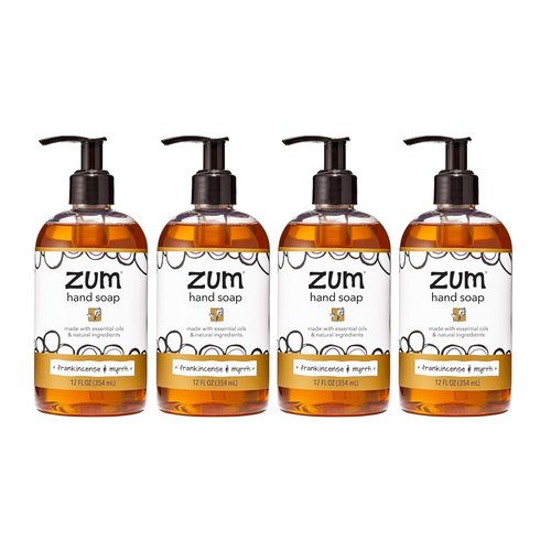 Indigo Wild Zum Hand Soap - Natural Liquid Soap with Frankincense & Myrrh Scent - 12 oz (4 Pack)