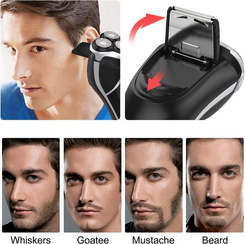 MAX-T Men's Electric Shaver - Corded & Cordless 3D Rotary Razor with Pop-Up Trimmer | IPX7 Waterproof