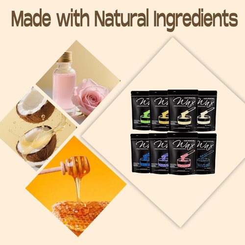 FEAMIRIA 800g/1.76lb Wax Beads 8 Packs,Hard Wax Beads with 8 Go-To Scents - Wax Beads for Brazilian Bikini & Coarse/Stubborn Hair Removal, Hard Wax for Body, Face,Legs At-Home Waxing