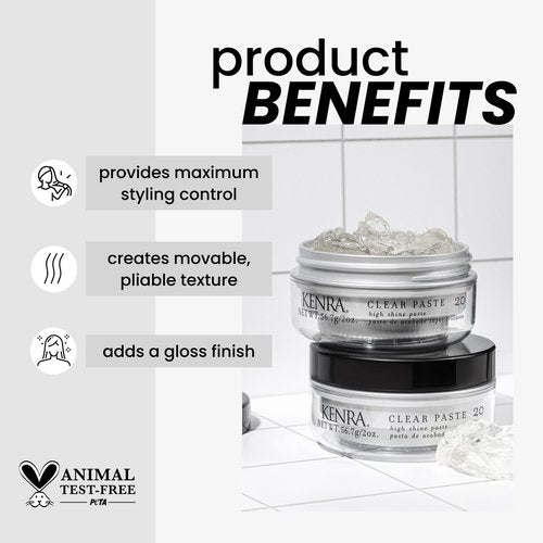 Kenra Professional Clear Paste 20 | High Shine Styler | High Hold & Control | Texturizing | All Hair Types | 2 oz (2-Pack)