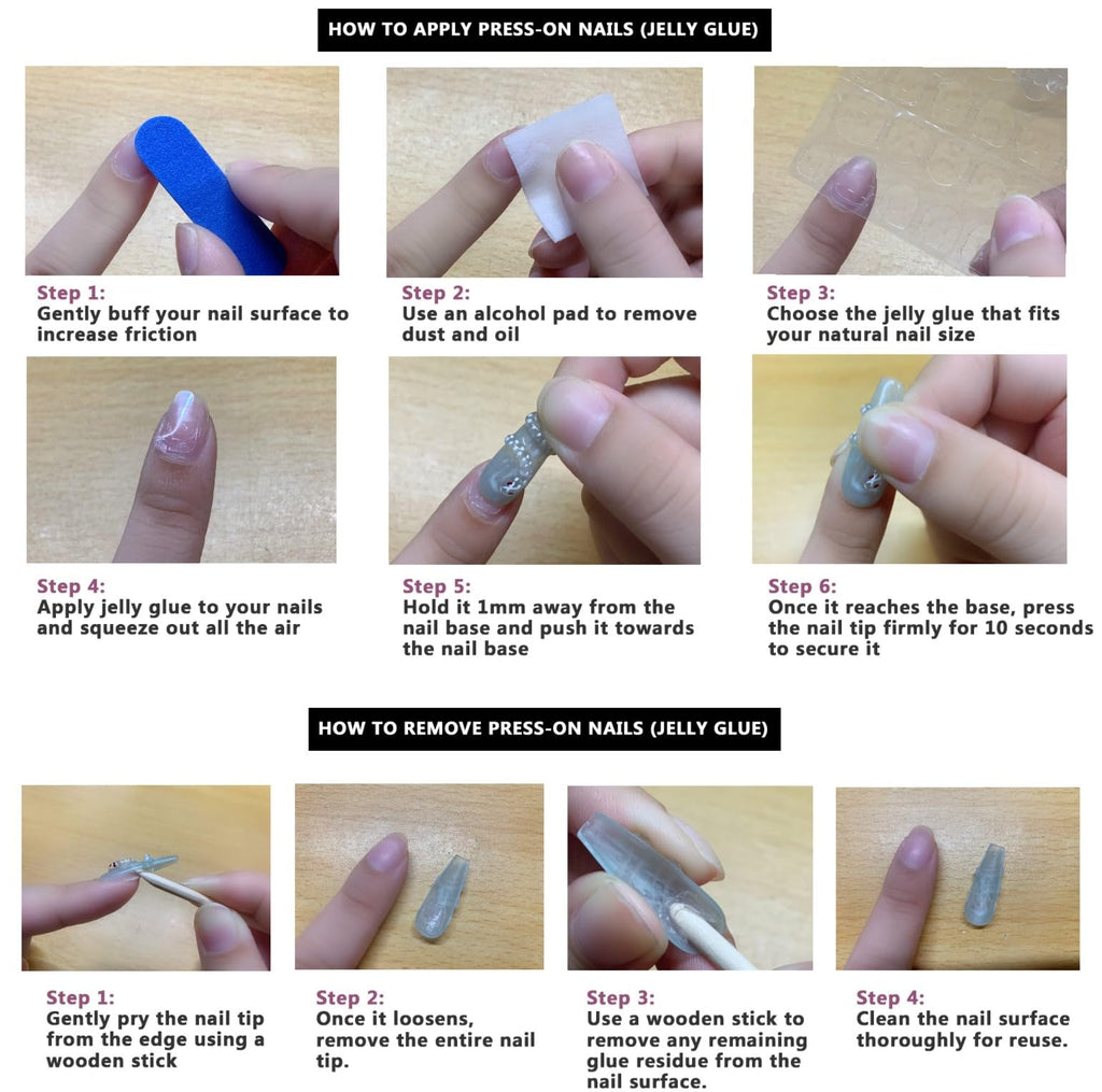 WhyNotNailIt Handmade Stiletto False Nails - 10 pc Set with Jelly Gel, Luxe Gemstone Accent, Elegant Glittered Design, Premium Press-On Nails for Ultimate Elegance