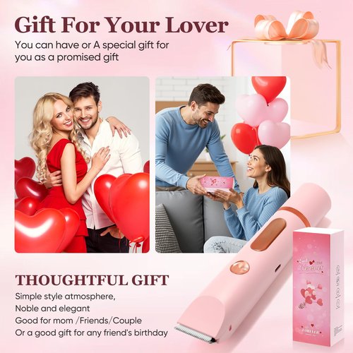 2 in 1 Women Electric Shaver Dual Head Bikini Trimmer for Women IPX7 Waterproof Wet & Dry Use Body Hair Trimmer and Facial Hair Remover for Bikini Underarm Leg Arm Body Face