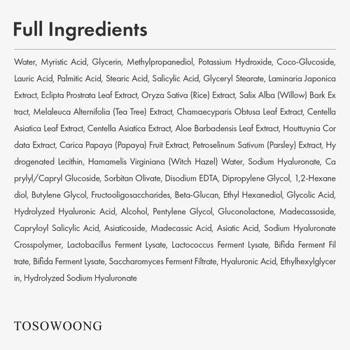 TOSOWOONG Salicylic Acid Foam Cleanser for Oily Skin, 18,000ppm Salicylic Acid, Deep Pore Cleansing, Face Wash For Breakouts, Exfoliating Cleanser, Korean Skin Care, 100ml, 3.38 fl. oz.