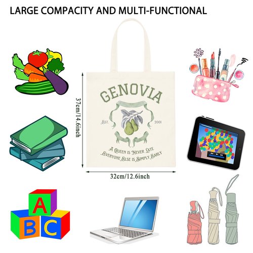 TSOTMO Comedy Movie Tote Bag Gift - Genovia Inspired Movie Fan Gift (GENOVIA EST 2001 tote)